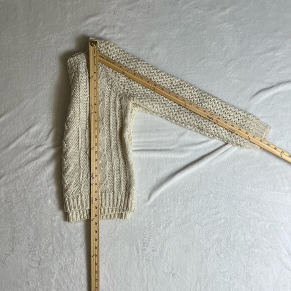 Cynthia Rowley Women’s Wool Cable Knit Sweater Sz M Cream Minimalist Understated - Picture 5 of 7